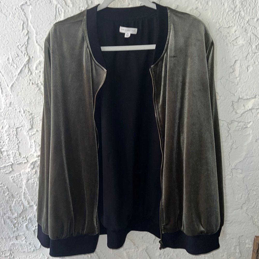 Green Velour Zip Up Jacket